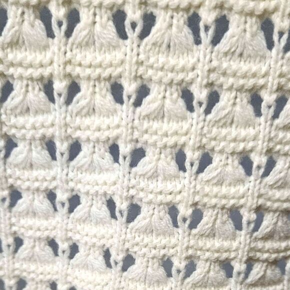 DKNY JEANS Women's V- Neck Open Knit Cream Colored Cardigan Sweater Size XL - Picture 5 of 15